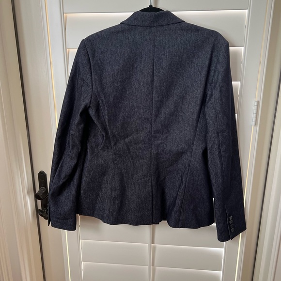 Theory Double Breasted Denim Blazer Size 10 - Picture 2 of 8